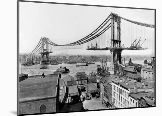 Manhattan Bridge Construction, c.1909-null-Mounted Art Print