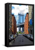 Manhattan Bridge DUMBO Brooklyn Cobblestone Street Photo Poster-null-Framed Stretched Canvas