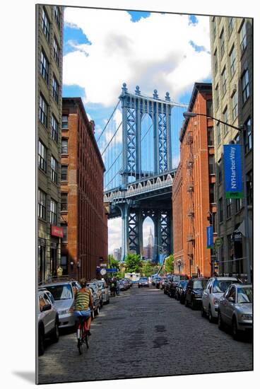 Manhattan Bridge DUMBO Brooklyn Cobblestone Street Photo Poster-null-Mounted Poster