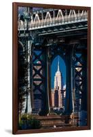 Manhattan Bridge frames Empire State Building, NY NY-null-Framed Photographic Print