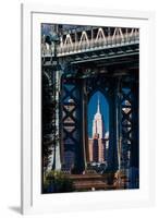 Manhattan Bridge frames Empire State Building, NY NY-null-Framed Photographic Print