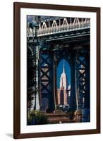 Manhattan Bridge frames Empire State Building, NY NY-null-Framed Photographic Print