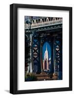 Manhattan Bridge frames Empire State Building, NY NY-null-Framed Photographic Print