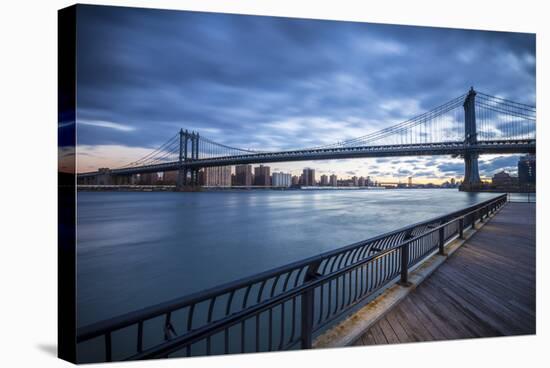 Manhattan Bridge from Brooklyn, New York City, New York, USA-Jon Arnold-Stretched Canvas