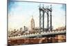 Manhattan Bridge II - In the Style of Oil Painting-Philippe Hugonnard-Mounted Giclee Print