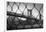 Manhattan Bridge in Black and White Through Chain Fence-null-Framed Photo