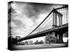 Manhattan Bridge of Brooklyn Park, Black and White Photography, Manhattan, New York, United States-Philippe Hugonnard-Stretched Canvas