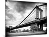 Manhattan Bridge of Brooklyn Park, Black and White Photography, Manhattan, New York, United States-Philippe Hugonnard-Mounted Photographic Print