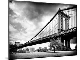 Manhattan Bridge of Brooklyn Park, Black and White Photography, Manhattan, New York, United States-Philippe Hugonnard-Mounted Premium Photographic Print