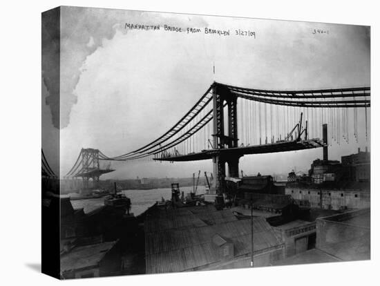 Manhattan Bridge under Construction, 1909-null-Stretched Canvas