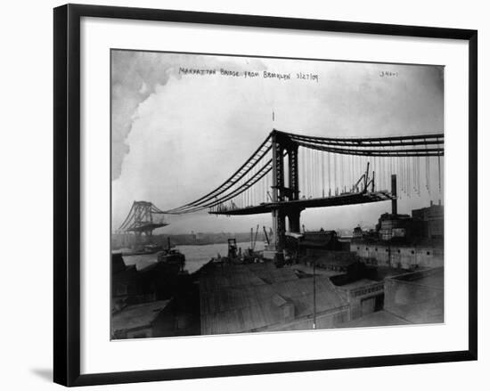 Manhattan Bridge under Construction, 1909-null-Framed Photographic Print