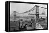 Manhattan Bridge under Construction-null-Framed Stretched Canvas