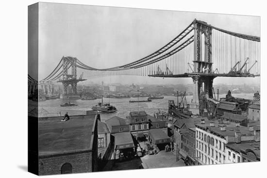 Manhattan Bridge under Construction-null-Stretched Canvas