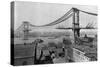 Manhattan Bridge under Construction-null-Stretched Canvas