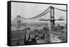 Manhattan Bridge under Construction-null-Framed Stretched Canvas