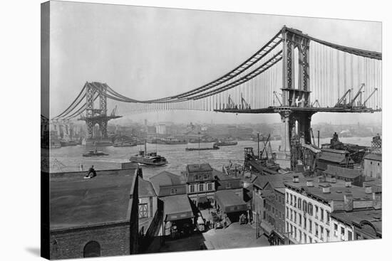 Manhattan Bridge under Construction-null-Stretched Canvas