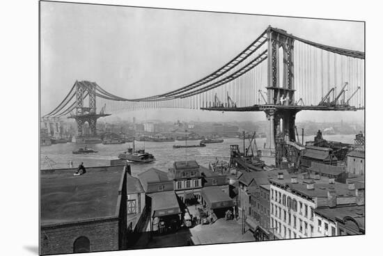 Manhattan Bridge under Construction-null-Mounted Premium Photographic Print