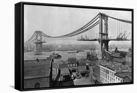 Manhattan Bridge under Construction-null-Framed Stretched Canvas