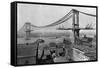 Manhattan Bridge under Construction-null-Framed Stretched Canvas