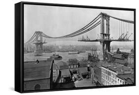 Manhattan Bridge under Construction-null-Framed Stretched Canvas