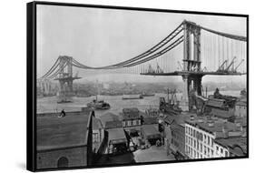 Manhattan Bridge under Construction-null-Framed Stretched Canvas