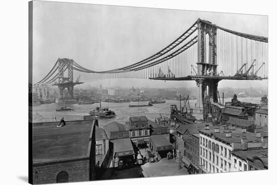 Manhattan Bridge under Construction-null-Stretched Canvas