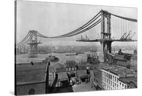 Manhattan Bridge under Construction-null-Stretched Canvas