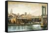 Manhattan Bridge View-Matthew Daniels-Framed Stretched Canvas