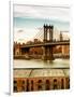 Manhattan Bridge with the Empire State Building at Sunset from Brooklyn-Philippe Hugonnard-Framed Photographic Print