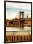 Manhattan Bridge with the Empire State Building at Sunset from Brooklyn-Philippe Hugonnard-Framed Photographic Print