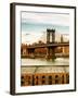 Manhattan Bridge with the Empire State Building at Sunset from Brooklyn-Philippe Hugonnard-Framed Photographic Print