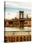 Manhattan Bridge with the Empire State Building at Sunset from Brooklyn-Philippe Hugonnard-Stretched Canvas