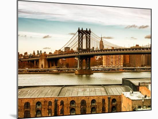 Manhattan Bridge with the Empire State Building at Sunset from Brooklyn-Philippe Hugonnard-Mounted Photographic Print