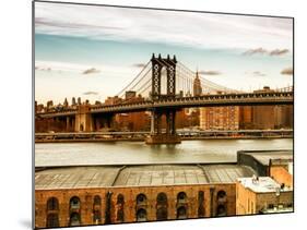 Manhattan Bridge with the Empire State Building at Sunset from Brooklyn-Philippe Hugonnard-Mounted Photographic Print