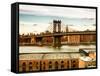 Manhattan Bridge with the Empire State Building at Sunset from Brooklyn-Philippe Hugonnard-Framed Stretched Canvas