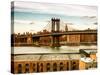 Manhattan Bridge with the Empire State Building at Sunset from Brooklyn-Philippe Hugonnard-Stretched Canvas