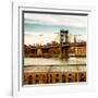 Manhattan Bridge with the Empire State Building at Sunset from Brooklyn-Philippe Hugonnard-Framed Photographic Print