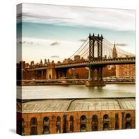 Manhattan Bridge with the Empire State Building at Sunset from Brooklyn-Philippe Hugonnard-Stretched Canvas