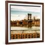 Manhattan Bridge with the Empire State Building at Sunset from Brooklyn-Philippe Hugonnard-Framed Photographic Print