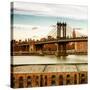 Manhattan Bridge with the Empire State Building at Sunset from Brooklyn-Philippe Hugonnard-Stretched Canvas