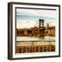 Manhattan Bridge with the Empire State Building at Sunset from Brooklyn-Philippe Hugonnard-Framed Premium Photographic Print