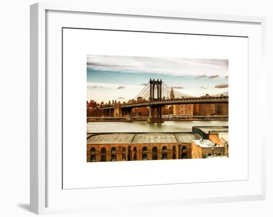 Manhattan Bridge with the Empire State Building at Sunset from Brooklyn-Philippe Hugonnard-Framed Art Print