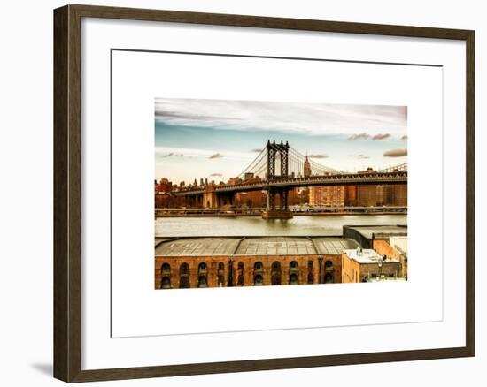 Manhattan Bridge with the Empire State Building at Sunset from Brooklyn-Philippe Hugonnard-Framed Art Print