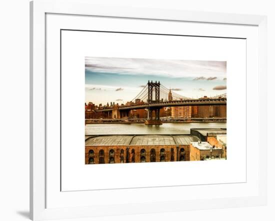 Manhattan Bridge with the Empire State Building at Sunset from Brooklyn-Philippe Hugonnard-Framed Art Print