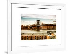 Manhattan Bridge with the Empire State Building at Sunset from Brooklyn-Philippe Hugonnard-Framed Art Print