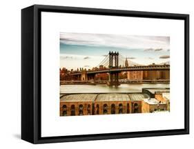 Manhattan Bridge with the Empire State Building at Sunset from Brooklyn-Philippe Hugonnard-Framed Stretched Canvas