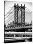 Manhattan Bridge with the Empire State Building Center from Brooklyn Bridge-Philippe Hugonnard-Stretched Canvas