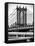 Manhattan Bridge with the Empire State Building Center from Brooklyn Bridge-Philippe Hugonnard-Framed Stretched Canvas