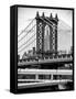 Manhattan Bridge with the Empire State Building Center from Brooklyn Bridge-Philippe Hugonnard-Framed Stretched Canvas