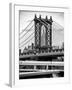 Manhattan Bridge with the Empire State Building Center from Brooklyn Bridge-Philippe Hugonnard-Framed Photographic Print